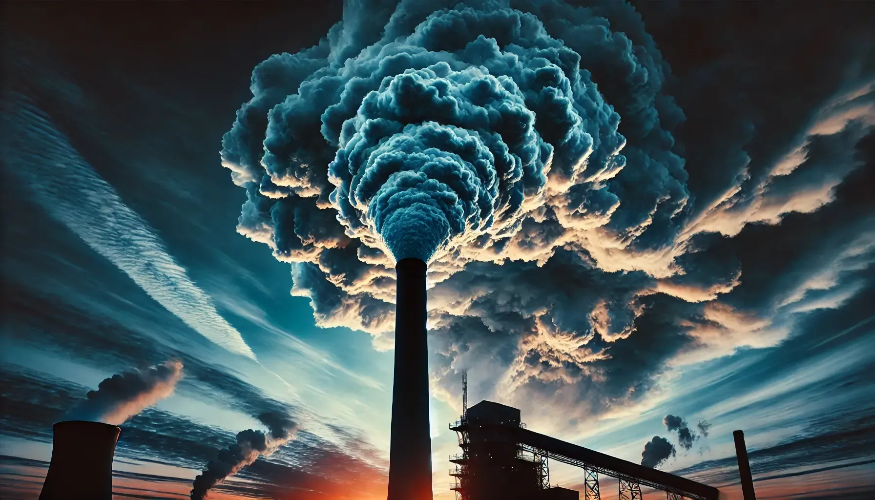 pollution pouring out of chimney into atmosphere