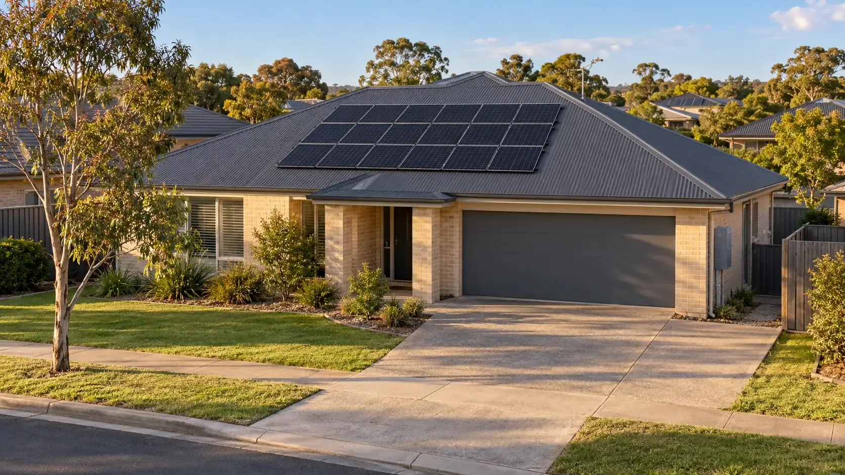 Rooftop panels on an Australian brick home illustrating a solar feed-in tariff guide