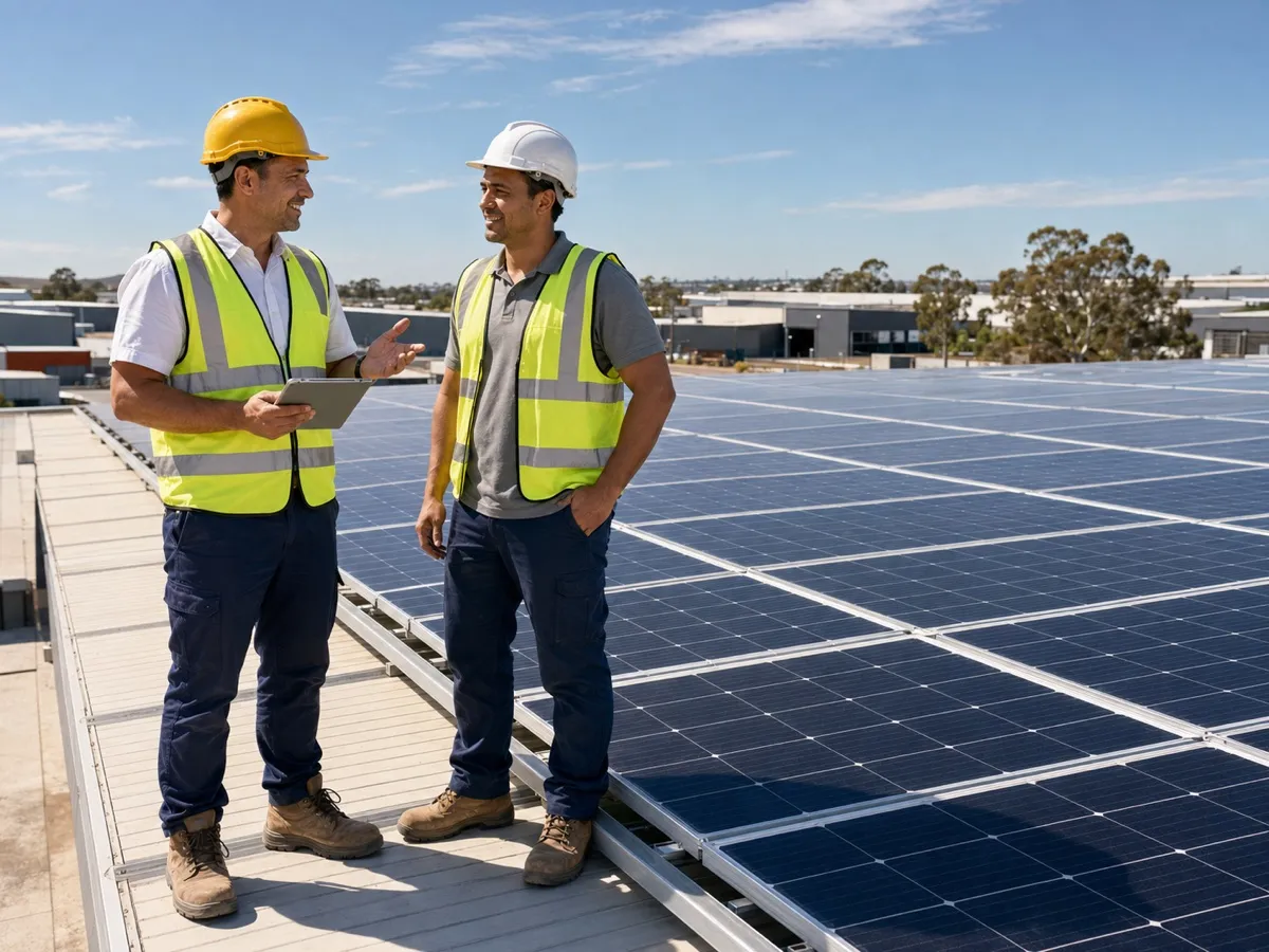 Trusted commercial solar suppliers on a business rooftop