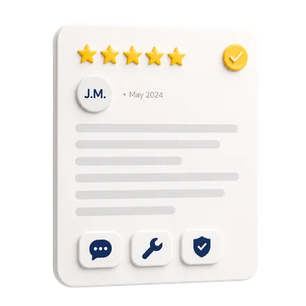 Example solar installer review card showing customer rating and feedback