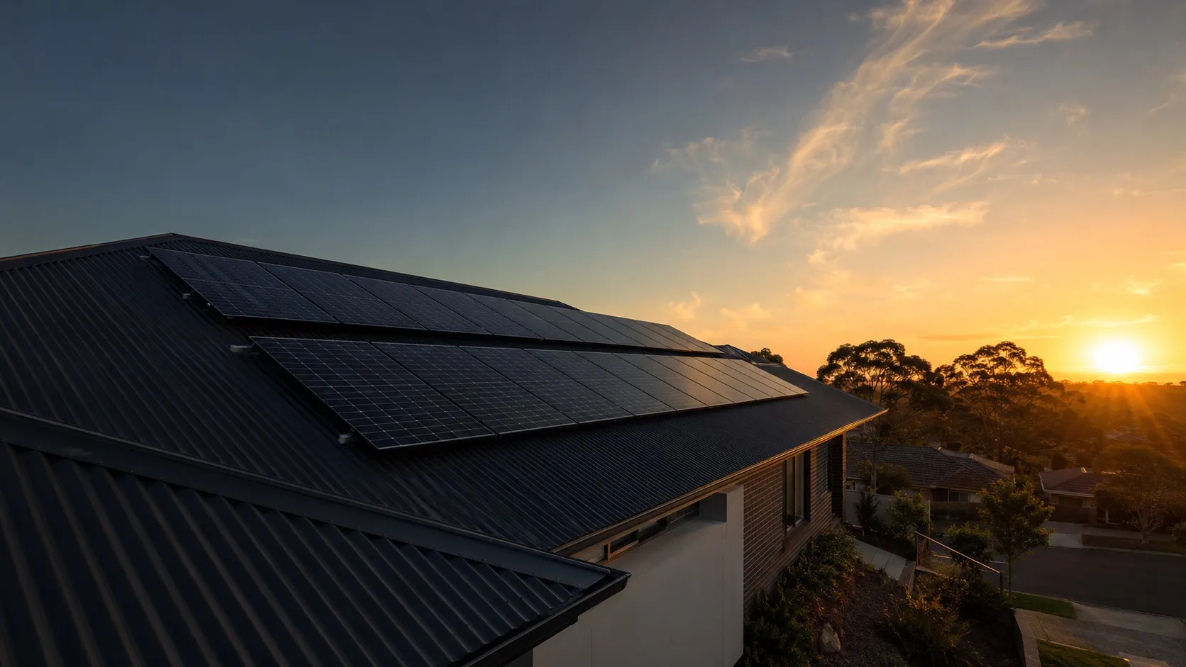 Solar panels on an Australian home roof