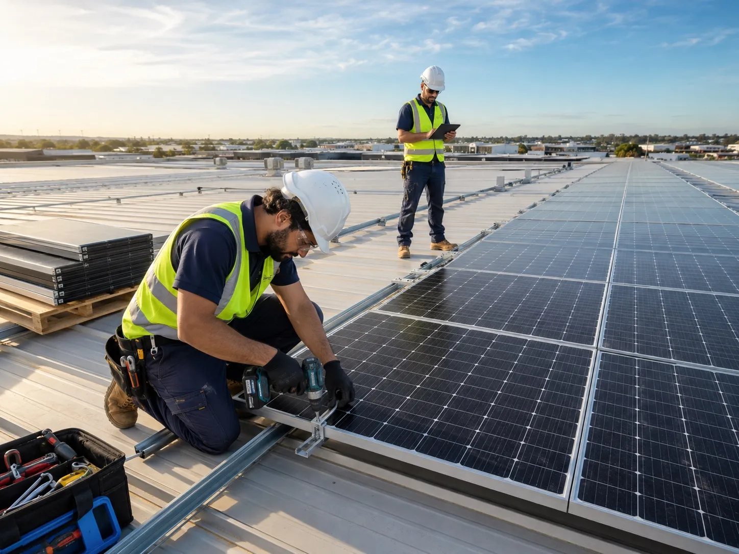 Commercial solar installation representing supplier lead opportunities