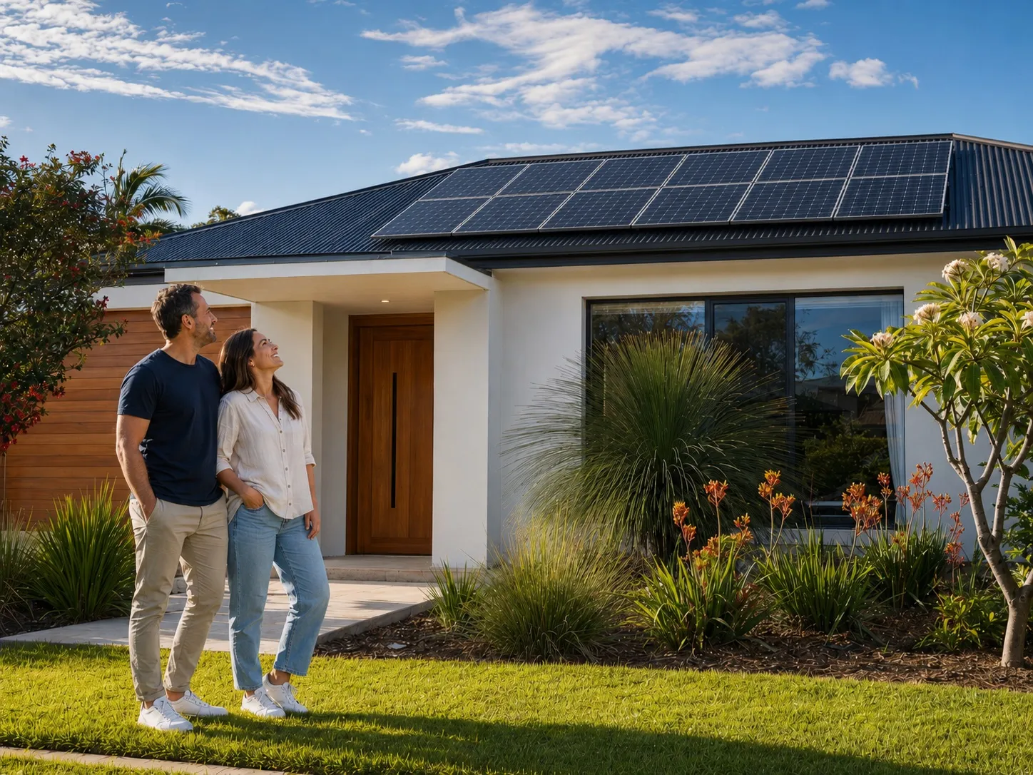 Modern home with solar panels