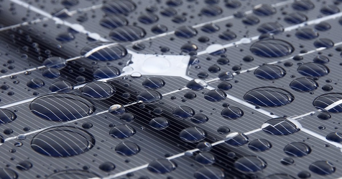 solar panel with raindrops